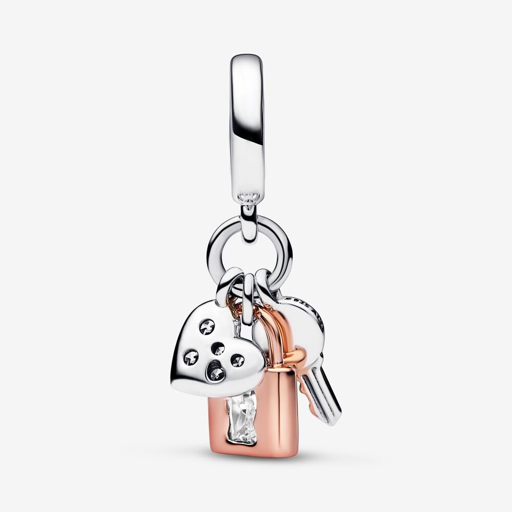 Charm Pendente Chiave, Lucchetto e Cuore - 782506C01 - Simmi Gioiellerie -Charm