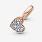 Charm pendente Cuore obliquo con pavé azzurro - 789404C01 - Simmi Gioiellerie -Charm