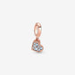 Charm pendente Cuore obliquo con pavé azzurro - 789404C01 - Simmi Gioiellerie -Charm