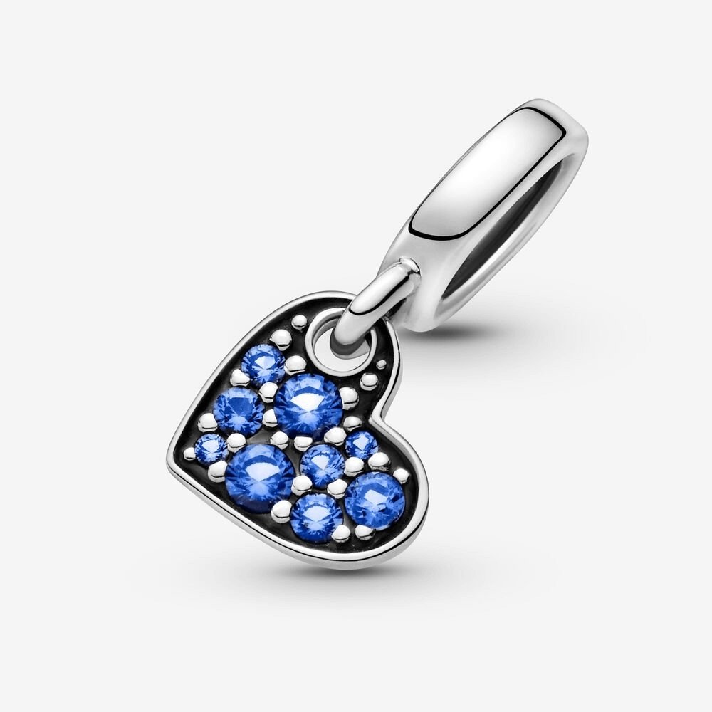 Charm pendente Cuore obliquo con pavé blu - 799404c01 - Simmi Gioiellerie -Charm