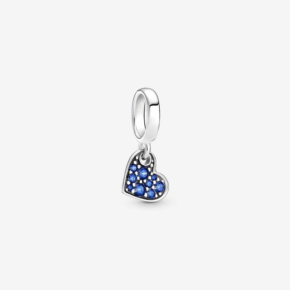 Charm pendente Cuore obliquo con pavé blu - 799404c01 - Simmi Gioiellerie -Charm