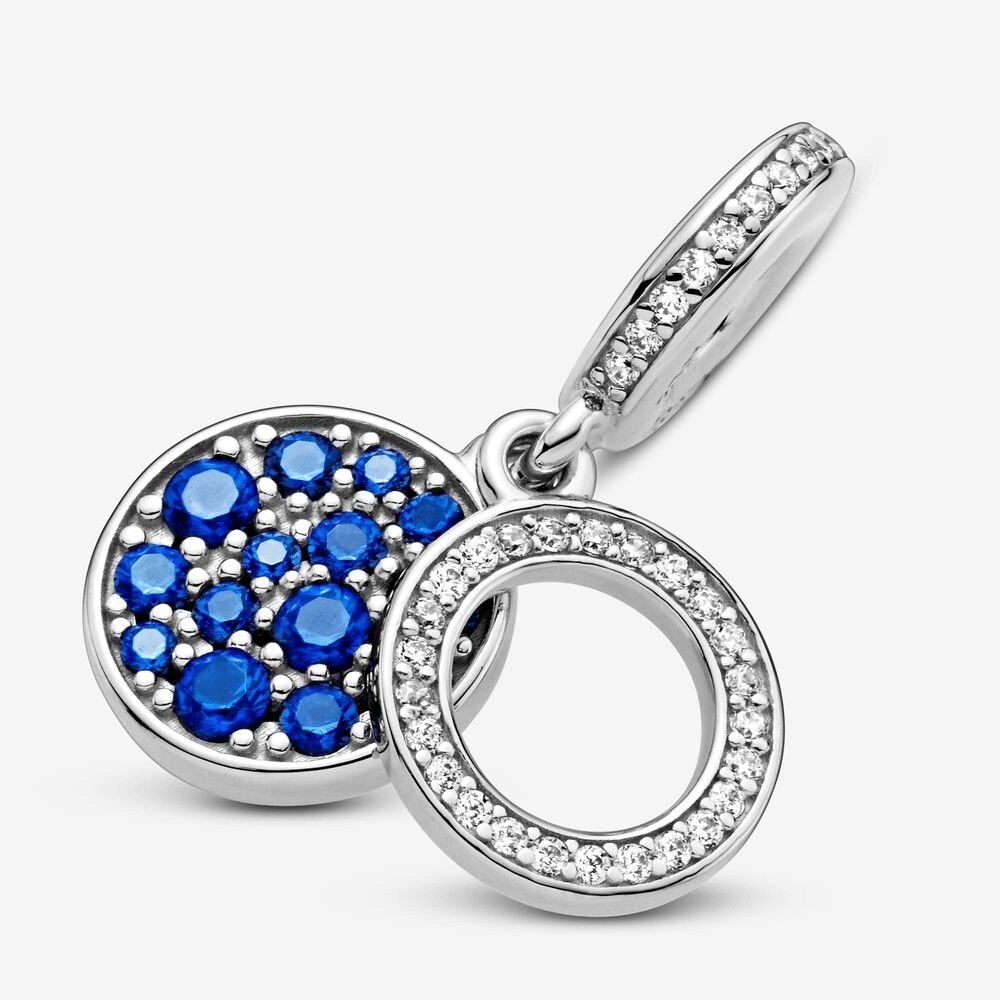 Charm pendente doppio con disco blu scintillante - 799186c01 - Simmi Gioiellerie -Charm
