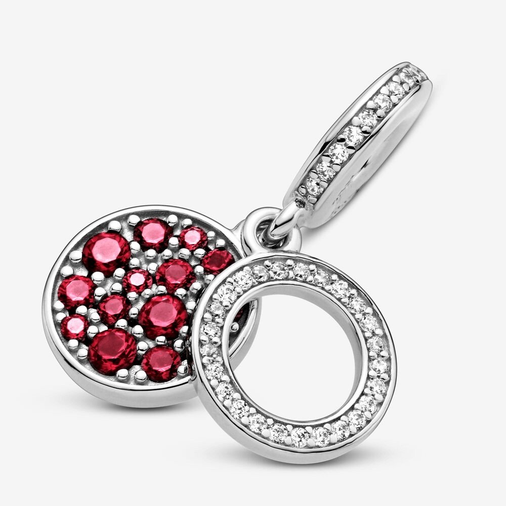 Charm pendente doppio con disco rosso scintillante - 799186c03 - Simmi Gioiellerie -Charm