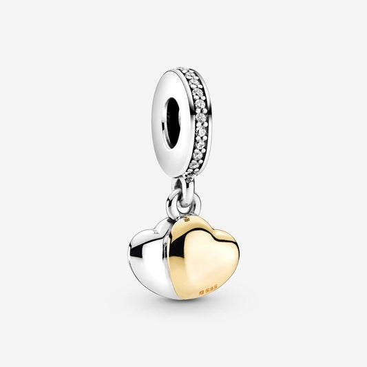 Charm pendente Doppio cuore bicolore - 799162C01 - Simmi Gioiellerie -Charm