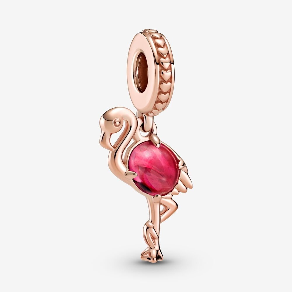 Charm pendente Fenicottero in vetro di Murano rosa - 789431C01 - Simmi Gioiellerie -Charm