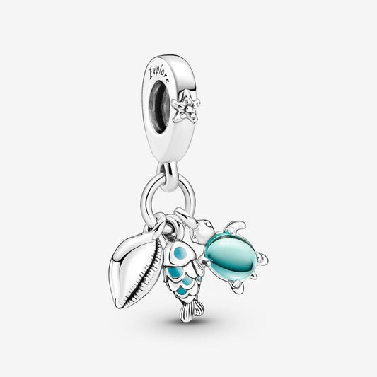 Charm Pendente Pesciolino, Tartaruga Marina e Conchiglia - 791697C01 - Simmi Gioiellerie -Charm