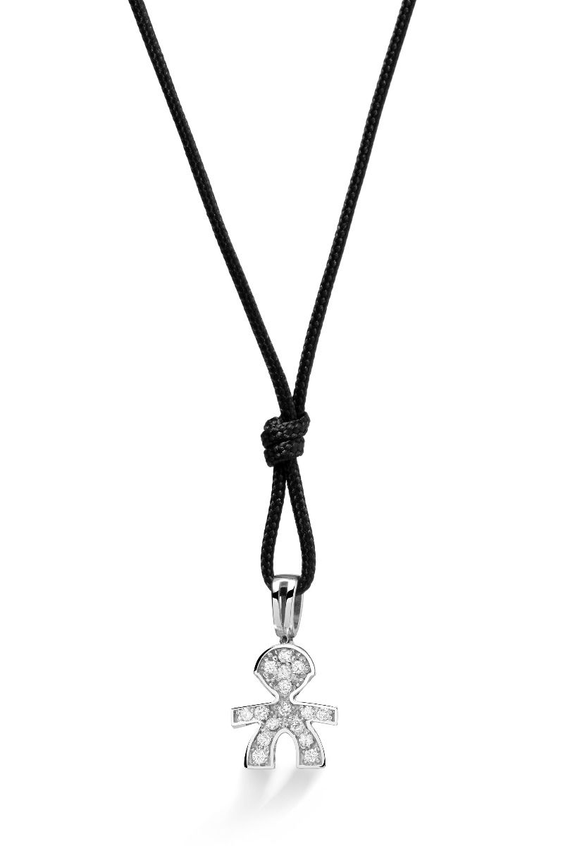 Ciondolo sagoma bimbo oro bianco 18kt e pavé di diamanti 0,08 ct. - Simmi Gioiellerie -Collane