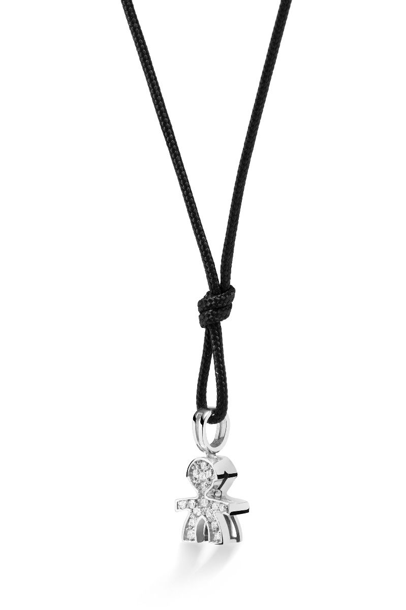 Ciondolo sagoma bimbo oro bianco 18kt e pavé di diamanti 0,08 ct. - Simmi Gioiellerie -Collane