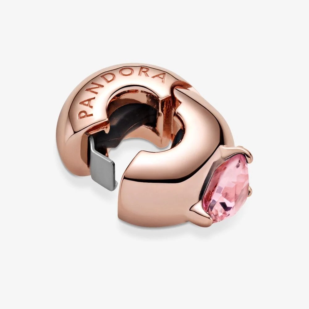 Clip con solitario a cuore rosa - 789203C01 - Simmi Gioiellerie -Charm