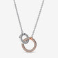Collana Cerchi Intrecciati Bicolore e Pavè - 382778C01-45 - Simmi Gioiellerie -Collane