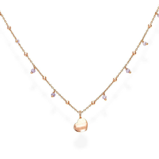 Collana Cuore Bombato e Cristalli Lilla - CLCURL3 - Simmi gioiellerie -Collane