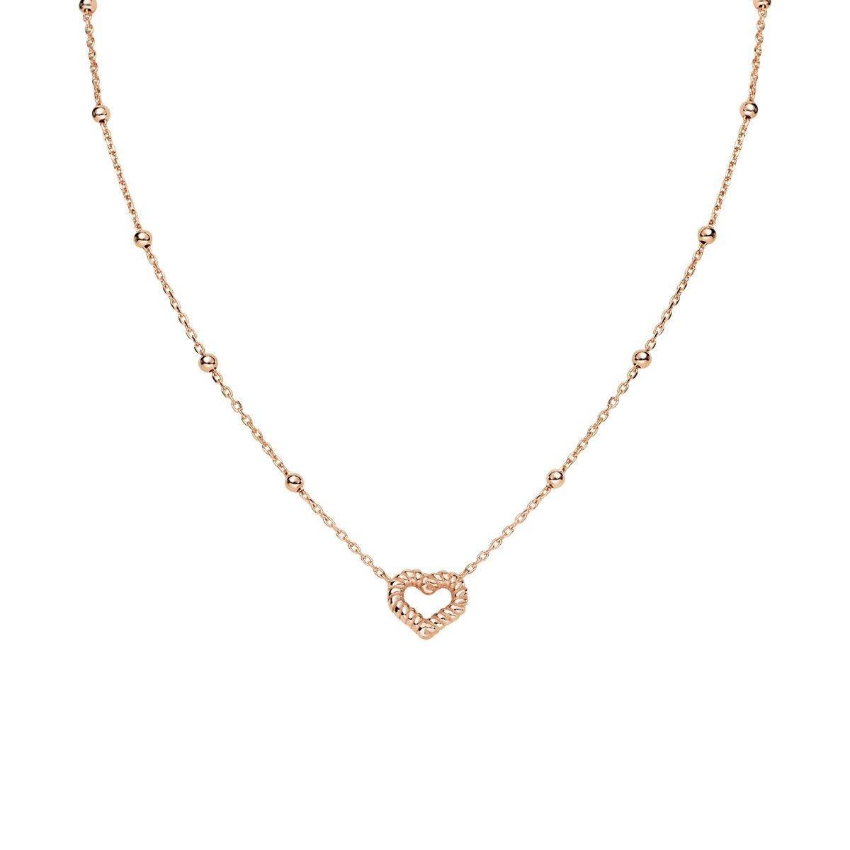 Collana Cuore Godronato Rosè Amen - CLGOCUR3 - Simmi gioiellerie -Collane