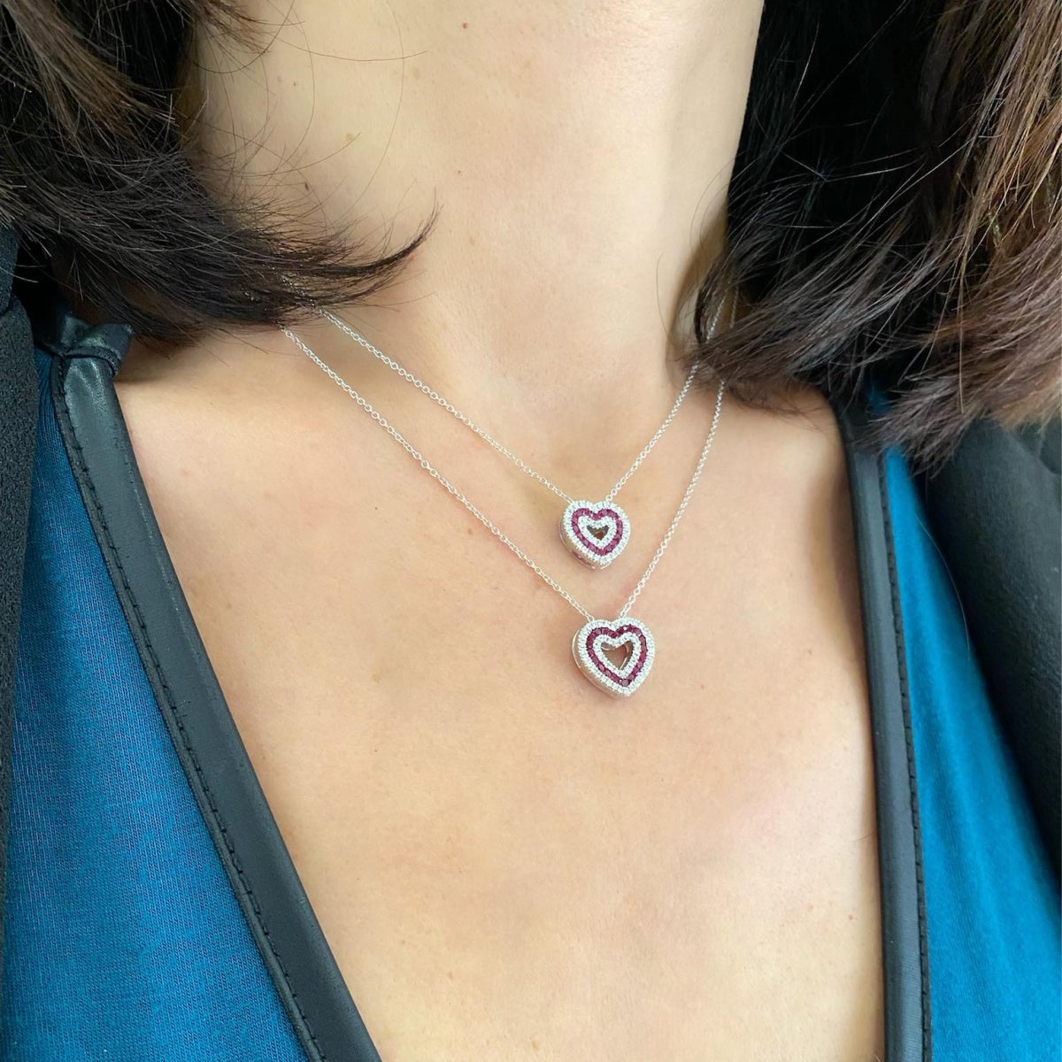 Collana cuore rubini e diamanti - Simmi Gioiellerie -Collane