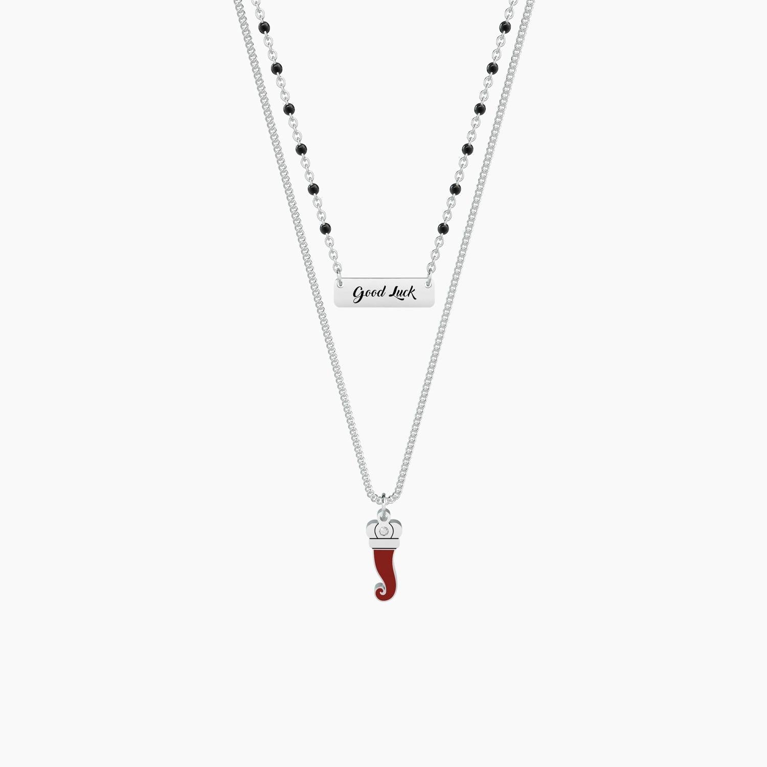 Collana Kidult In Acciaio 316L "Impara A Vincere" – Ciondolo Mano Di Fatima Nero Con Cristalli – Gioiello Ipoallergenico Per Lui E Lei, Regalo Filosofico