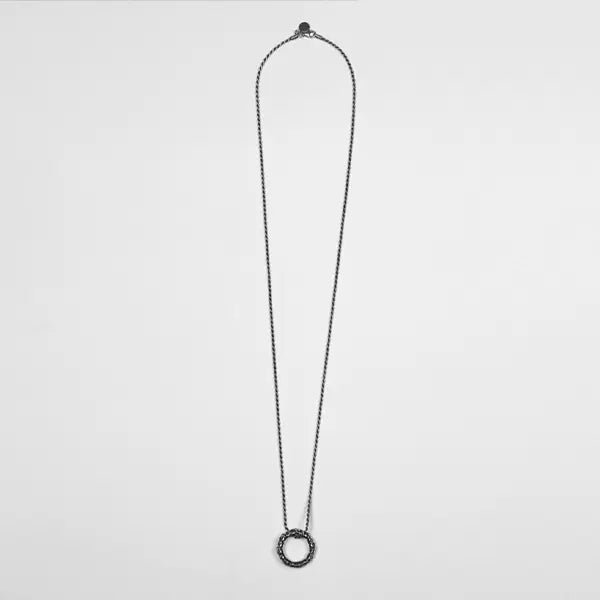 COLLANA IN ARGENTO PENDENTE CERCHIO FOGLIE - N25COL00340 - Simmi Gioiellerie -Collane