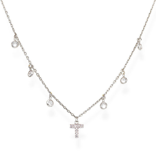 Collana Lettera T Zirconi - CLBBZT - Simmi gioiellerie -Collane