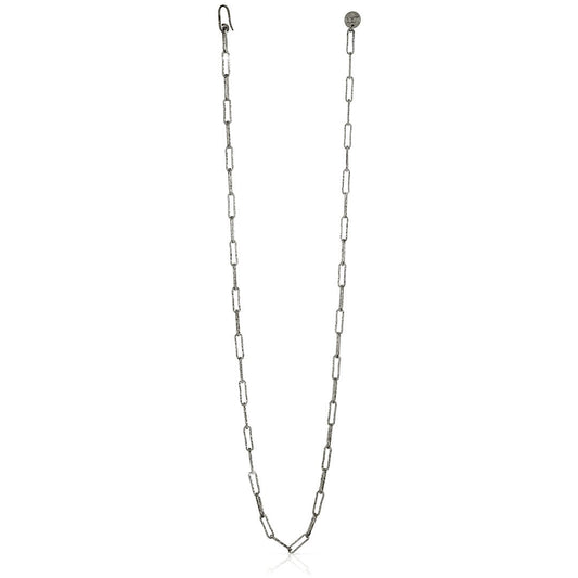 Collana lunga da donna Unoaerre in bronzo argentato con catena paper clip - 1646 - Simmi Gioiellerie -Collane