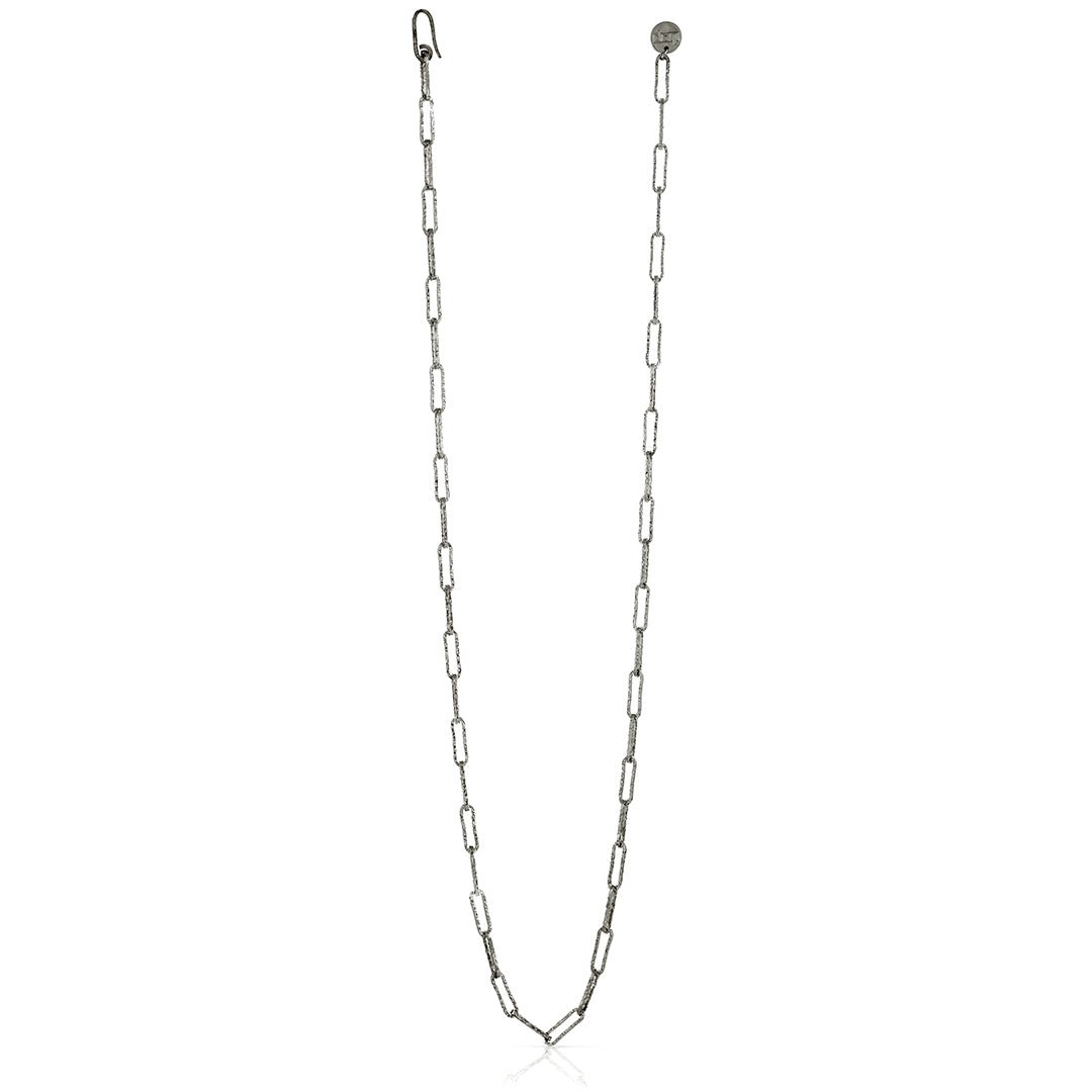 Collana lunga da donna Unoaerre in bronzo argentato con catena paper clip - 1646 - Simmi Gioiellerie -Collane