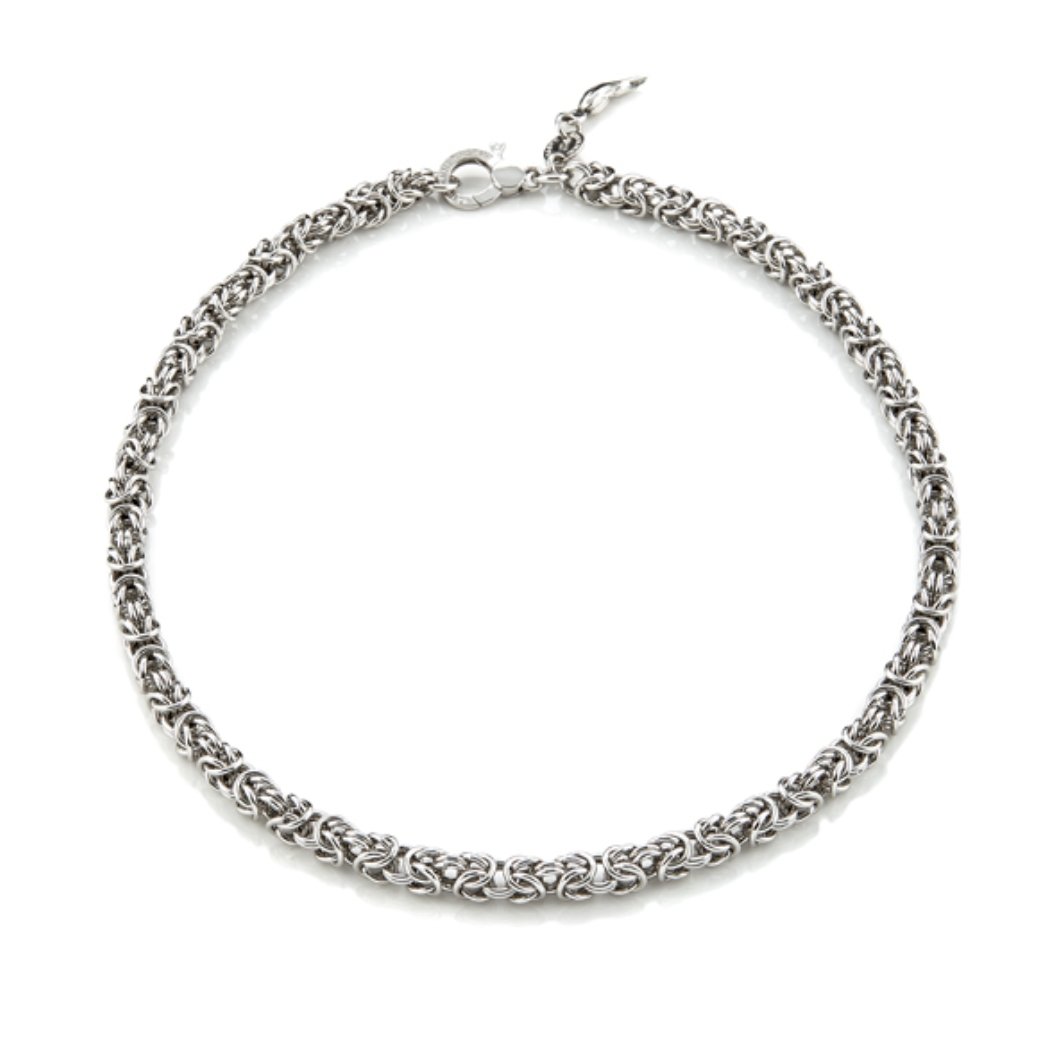 NKlaus Collana In Argento Sterling 925 Rodiato, Maglia Bizantina, Larghezza 2,10 Mm, Lunghezza 70 Cm, Prodotta In Germania