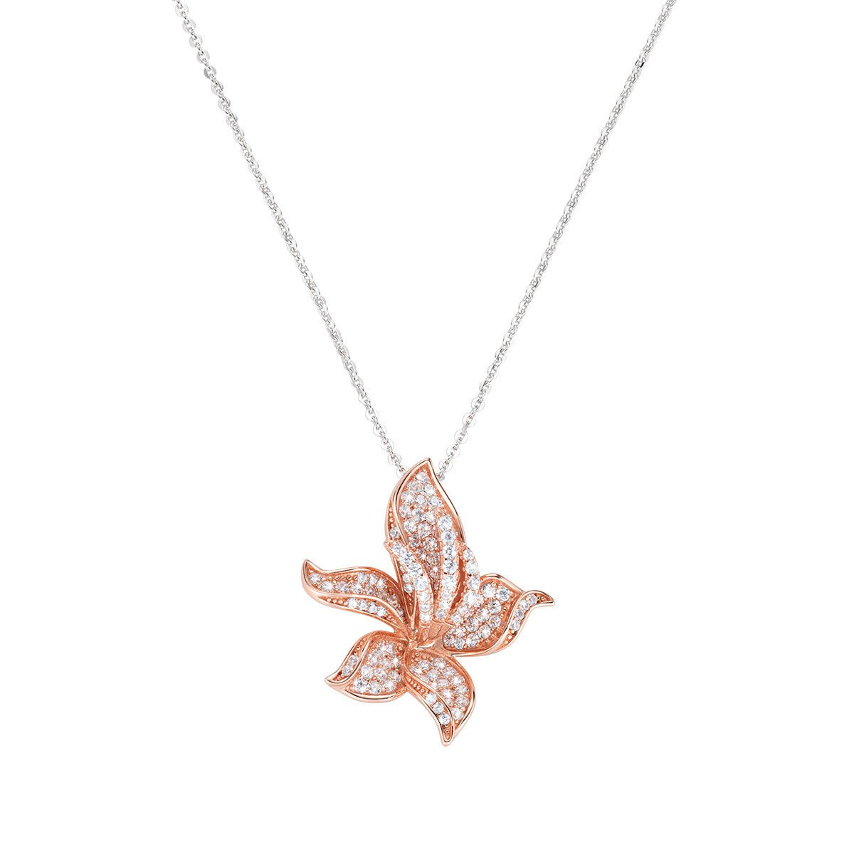 Collana Orchidea Rosè Zirconi Bianchi - CLFILURBZ - Simmi Gioiellerie -Collane