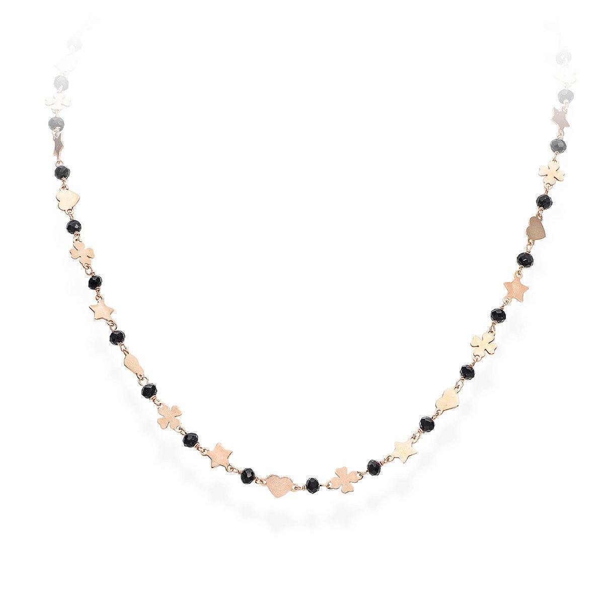 Collana Quadrifoglio Stella e Cuore Rosè - CLCQSRN - Simmi gioiellerie -Collane