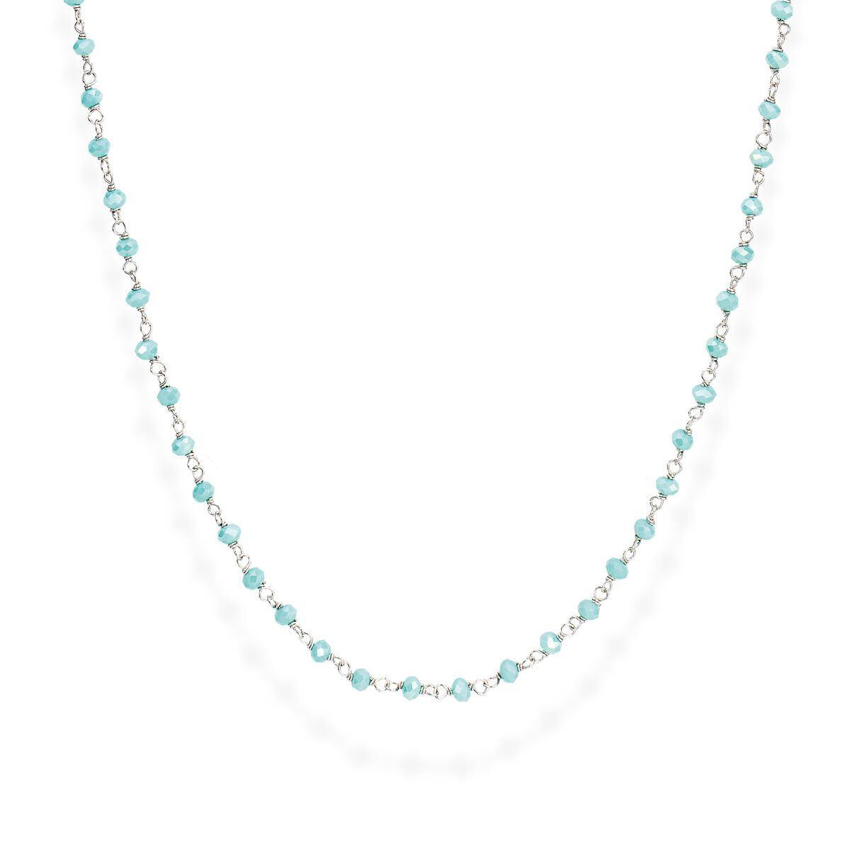 Collana Rodio e Cristalli Azzurro 90cm - CLBT90 - Simmi gioiellerie -Collane