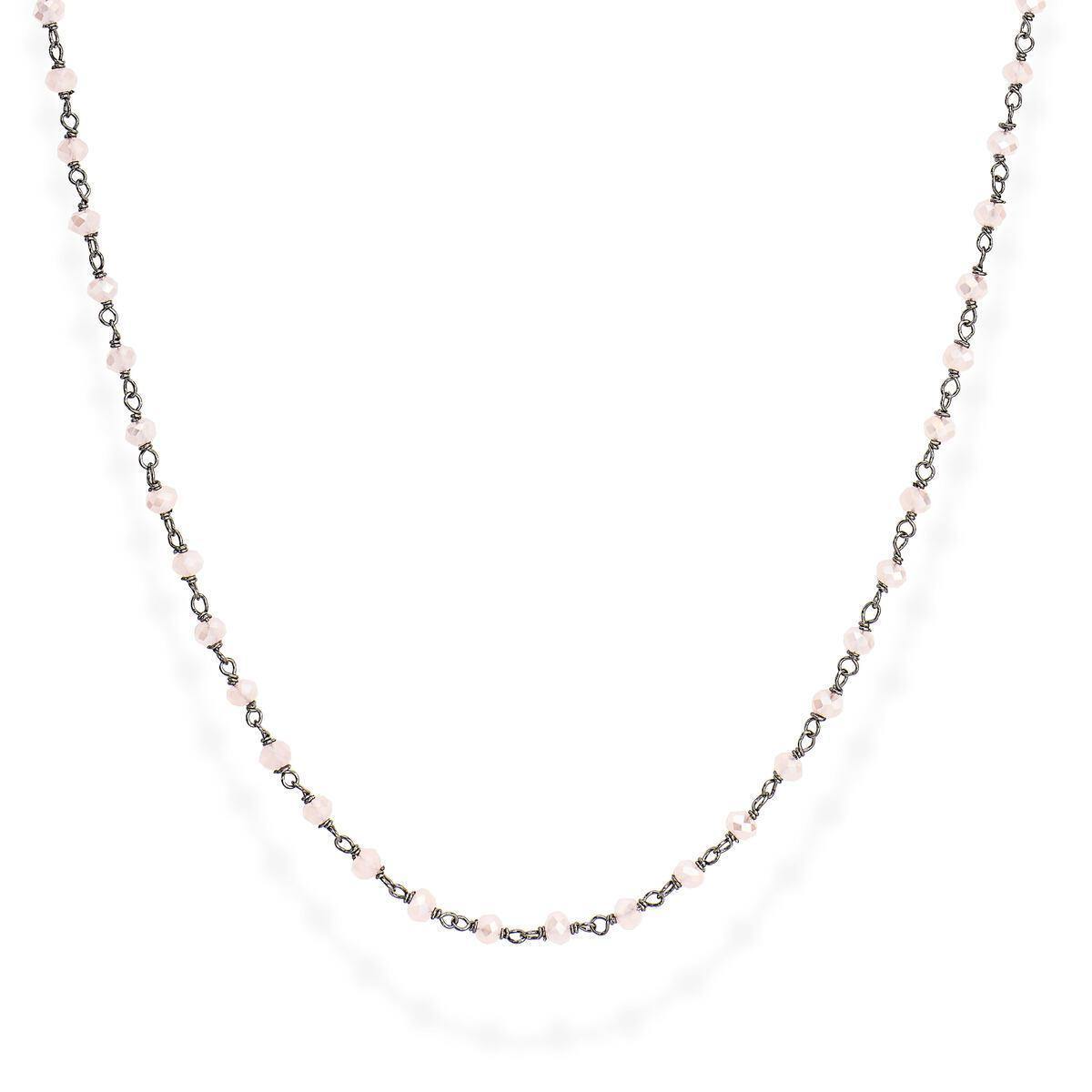 Collana Rodio Nero e Cristalli Rosa 45cm - CLNR45 - Simmi gioiellerie -Collane