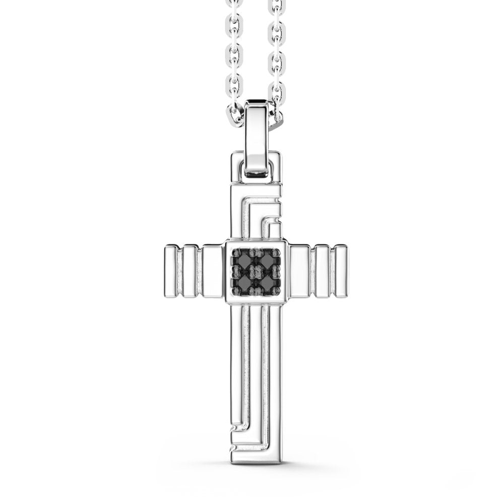 Collana Zancan in argento con pendente a croce e pietre nere - EXC542 - Simmi Gioiellerie -Collane