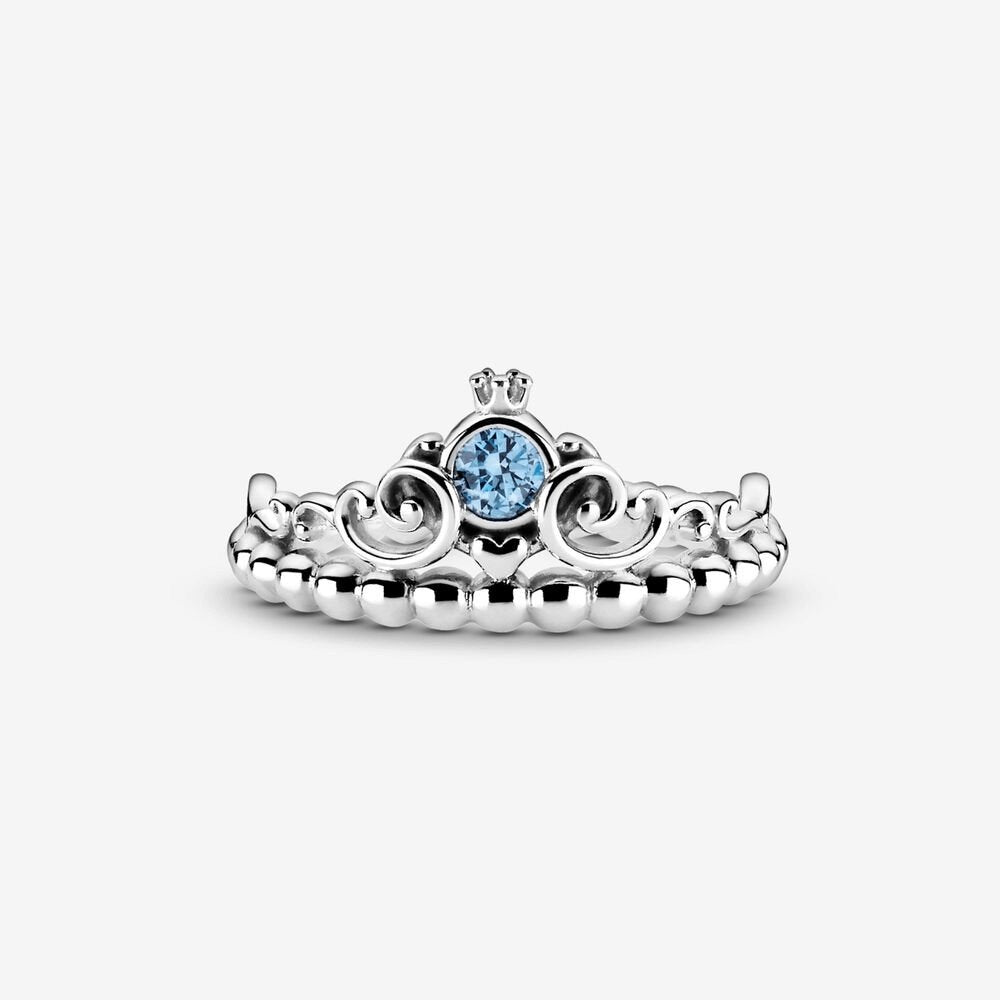 Disney, anello con tiara blu di Cenerentola - Simmi gioiellerie -Anelli