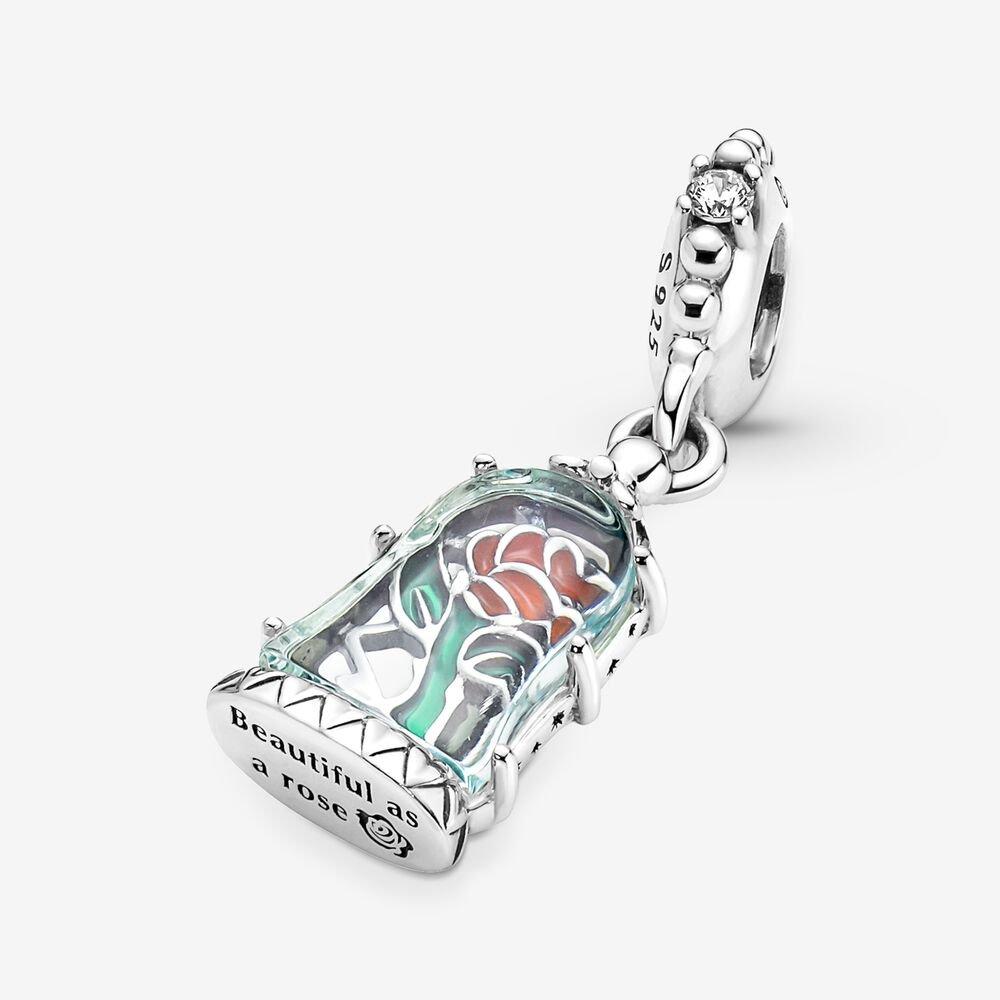 Disney, La Bella e la Bestia, Charm Pendente Rosa Incantata - 790024C01 - Simmi Gioiellerie -Charm