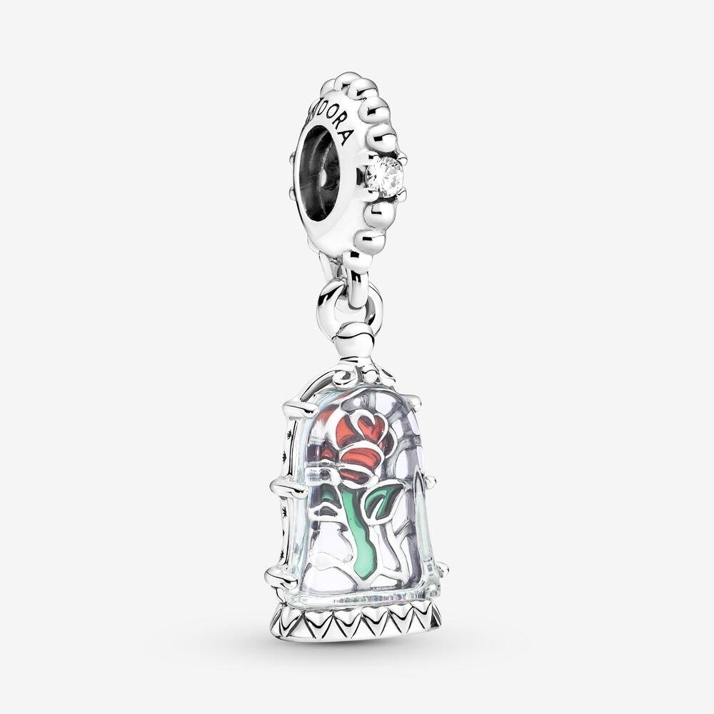Disney, La Bella e la Bestia, Charm Pendente Rosa Incantata - 790024C01 - Simmi Gioiellerie -Charm