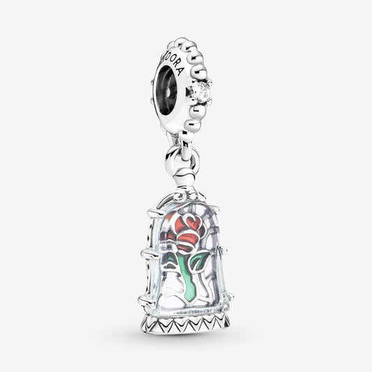 Disney, La Bella e la Bestia, Charm Pendente Rosa Incantata - 790024C01 - Simmi Gioiellerie -Charm