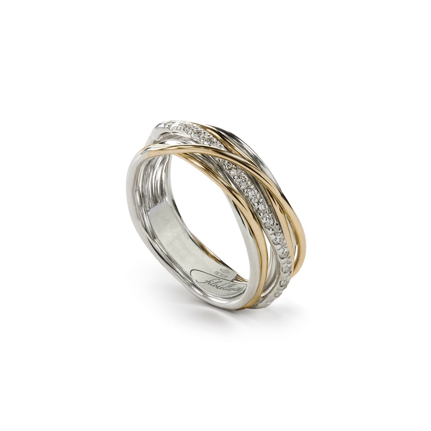 Filodellavita Classic 7 Fili in Oro Rosa / Oro Giallo 9kt Argento 925 e Diamanti Bianchi - Simmi Gioiellerie -Anelli