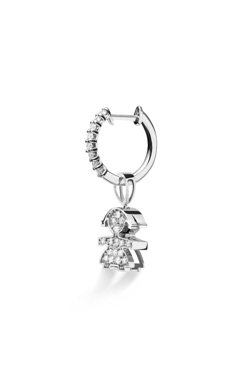 GLI ORECCHINI MONO BIMBA ORO BIANCO E DIAMANTI - Simmi Gioiellerie -Orecchini