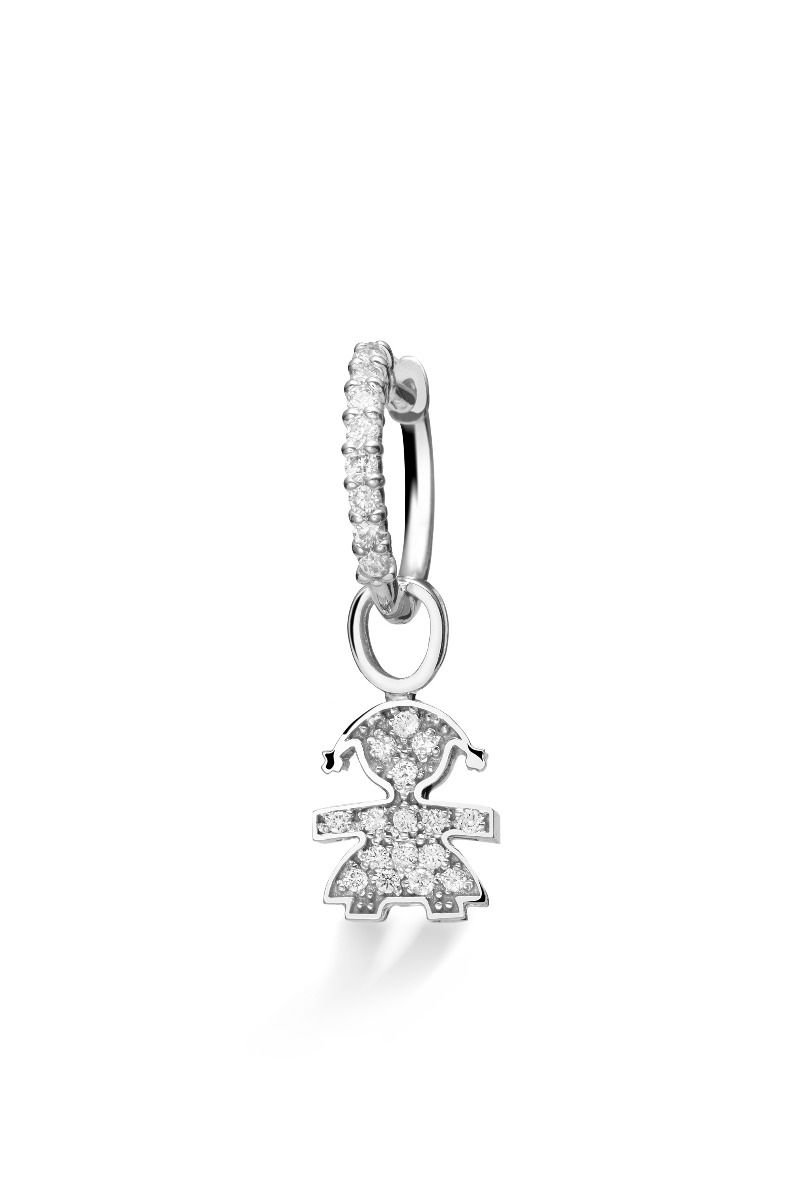 GLI ORECCHINI MONO BIMBA ORO BIANCO E DIAMANTI - Simmi Gioiellerie -Orecchini