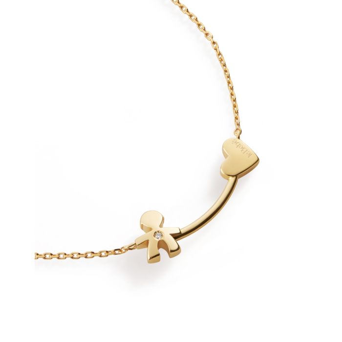 LES PETITS COLLANA BIMBO E CUORE ORO GIALLO E DIAMANTE - Simmi Gioiellerie -Collane