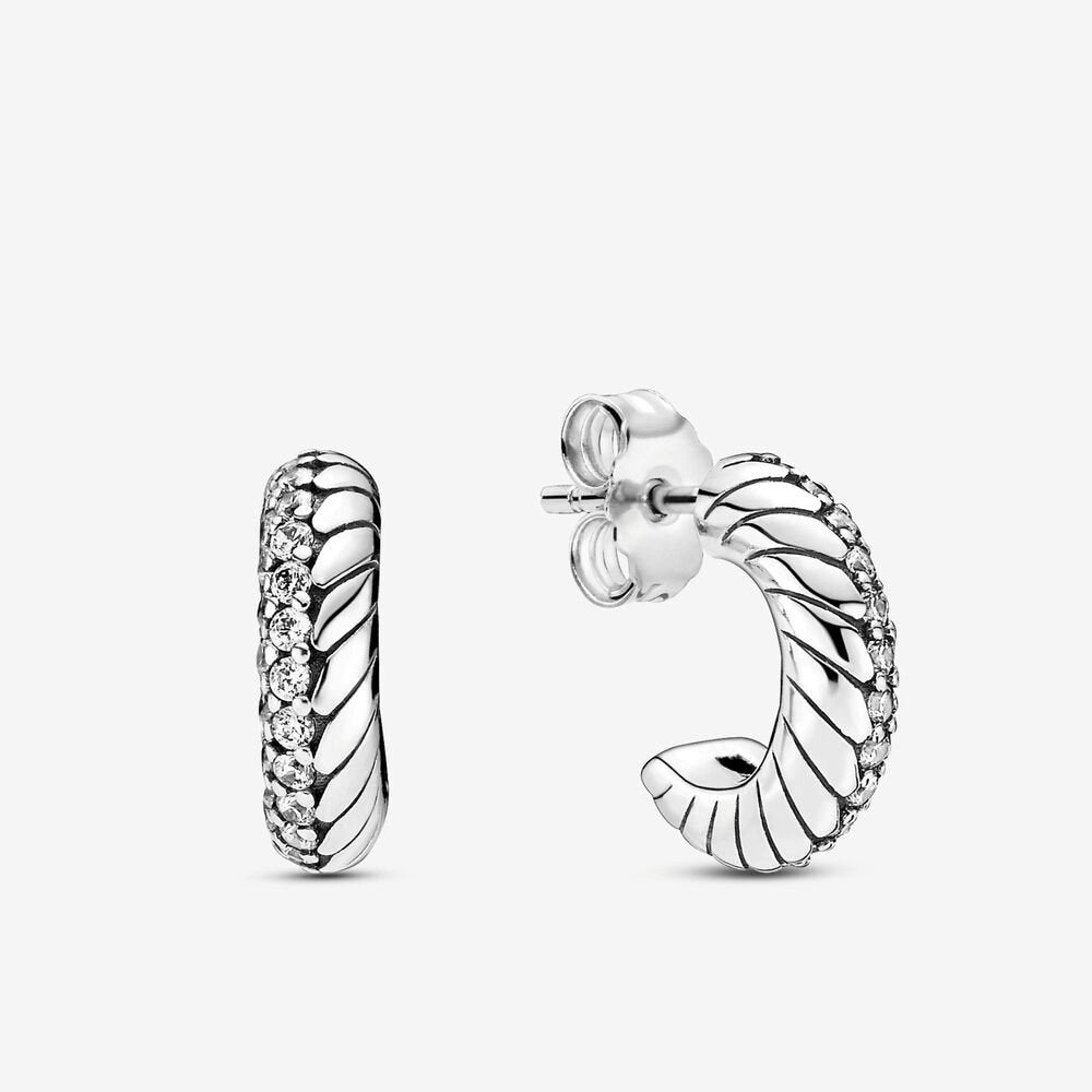 Orecchini a cerchio con maglia snake e pavé - 299091C01 - Simmi gioiellerie -Orecchini