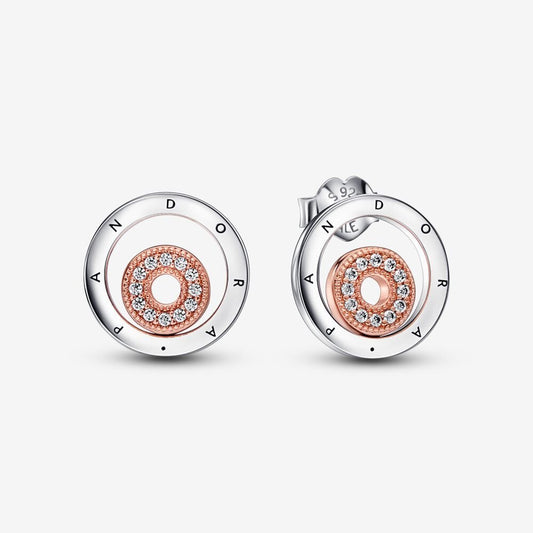 Orecchini Cerchi Bicolore con Logo e Pavé - 282314C01 - Simmi Gioiellerie -Orecchini