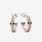 Orecchini Cerchio Aperto Bicolore Logo e Pavè - 282737C01 - Simmi Gioiellerie -Orecchini