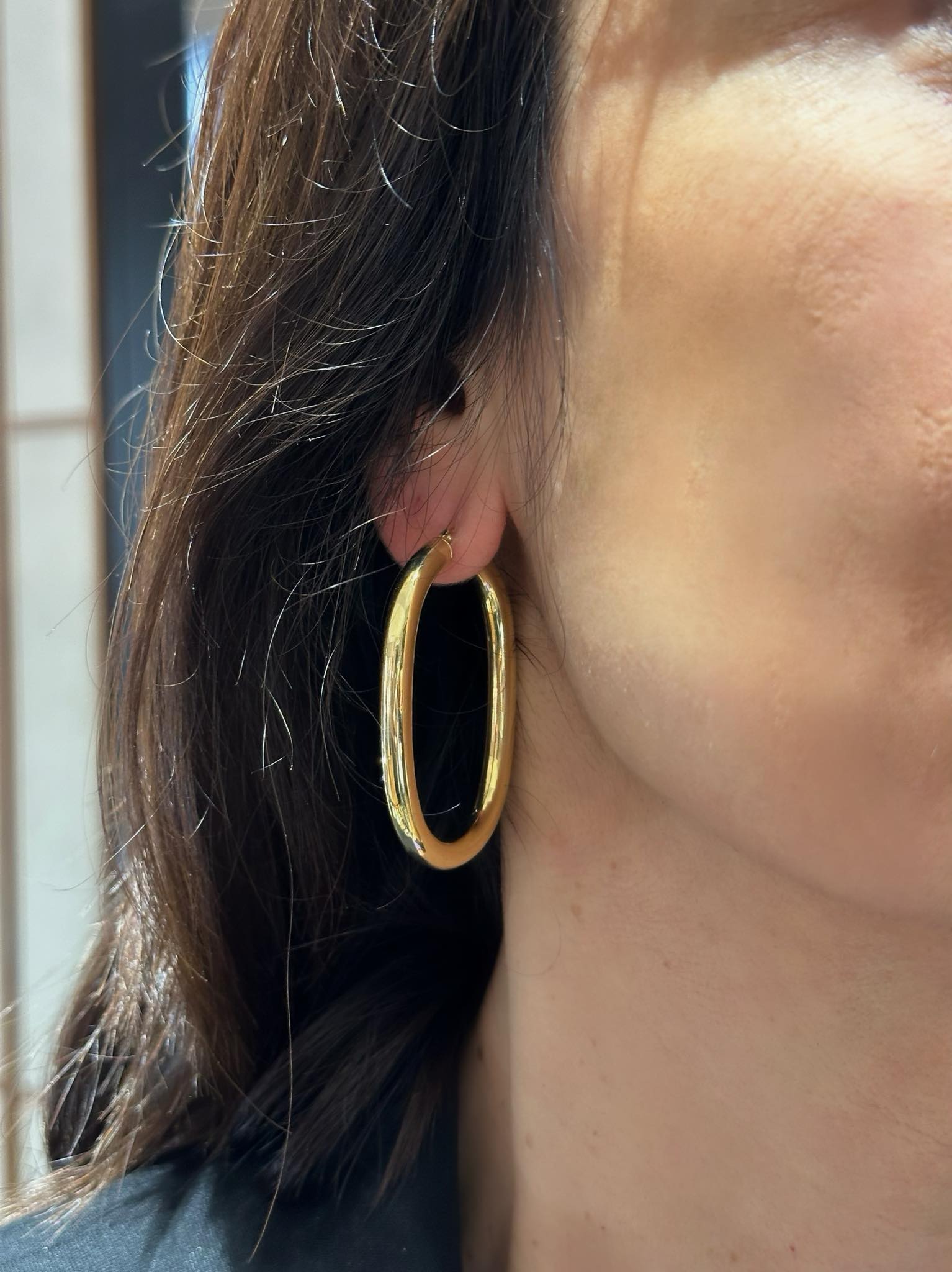 Gioielloro Orecchini Cerchio Uomo Oro Bianco Orecchini Larghi Uomo