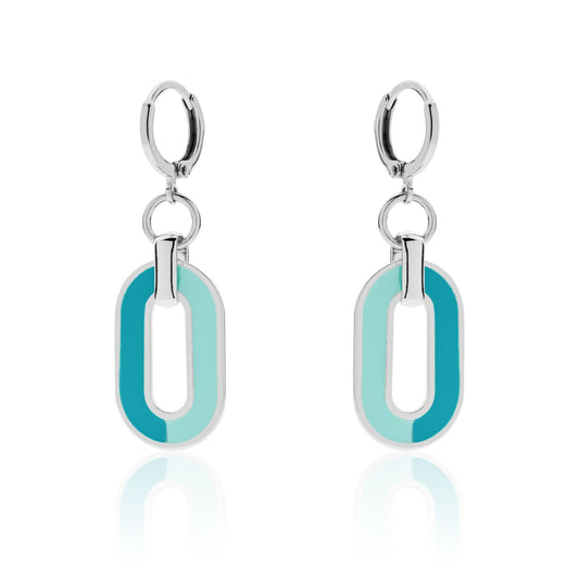 Orecchini da donna in bronzo argentato Unoaerre con smalto azzurro - 2079 - Simmi Gioiellerie -Orecchini