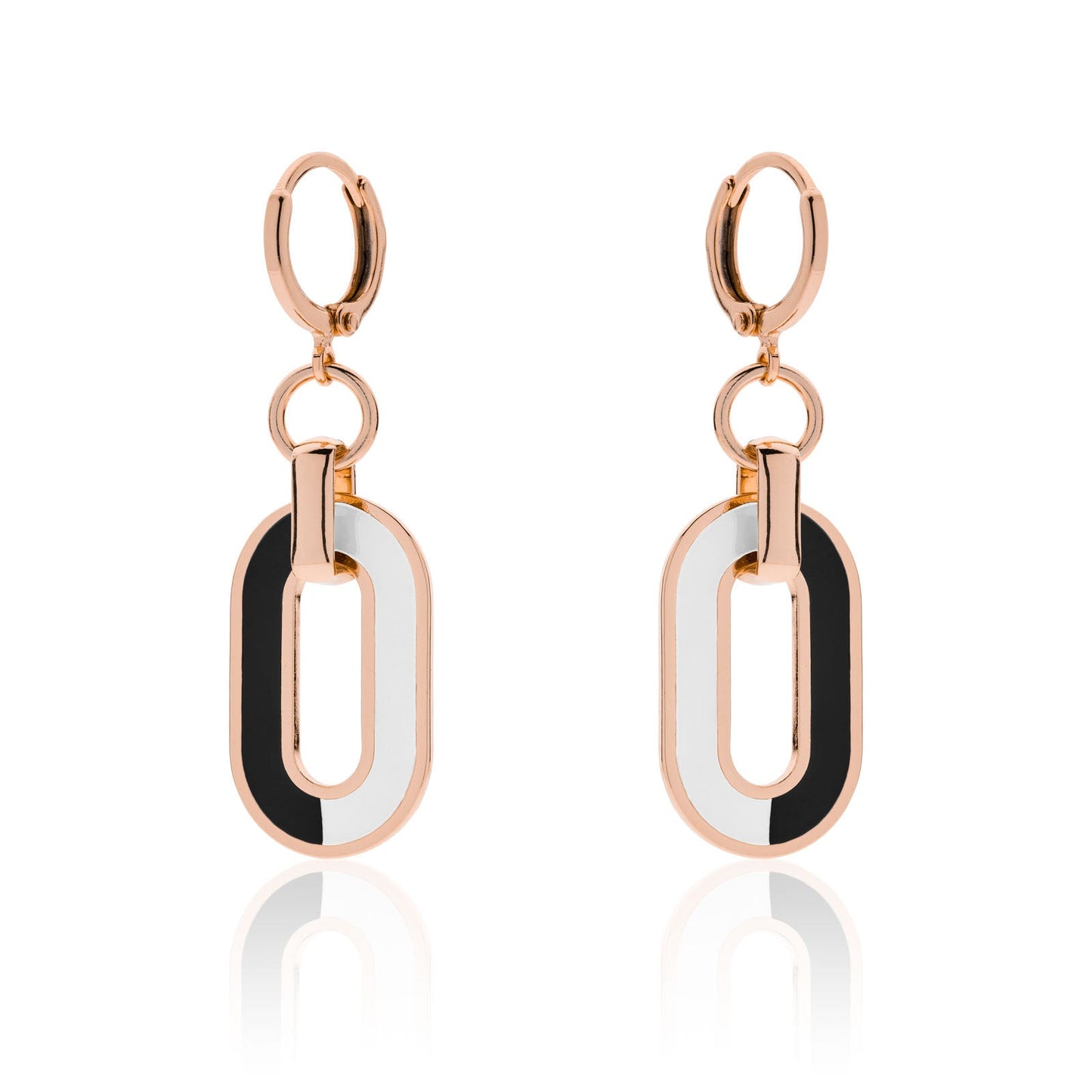 Orecchini in bronzo rosa Unoaerre con smalto bianco e nero - 2087 - Simmi Gioiellerie -Orecchini