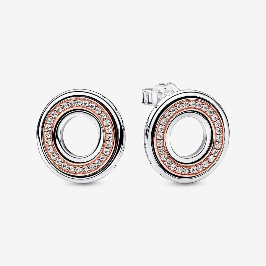 Orecchini Logo e Pavè Bicolore - 282780C01 - Simmi Gioiellerie -Orecchini