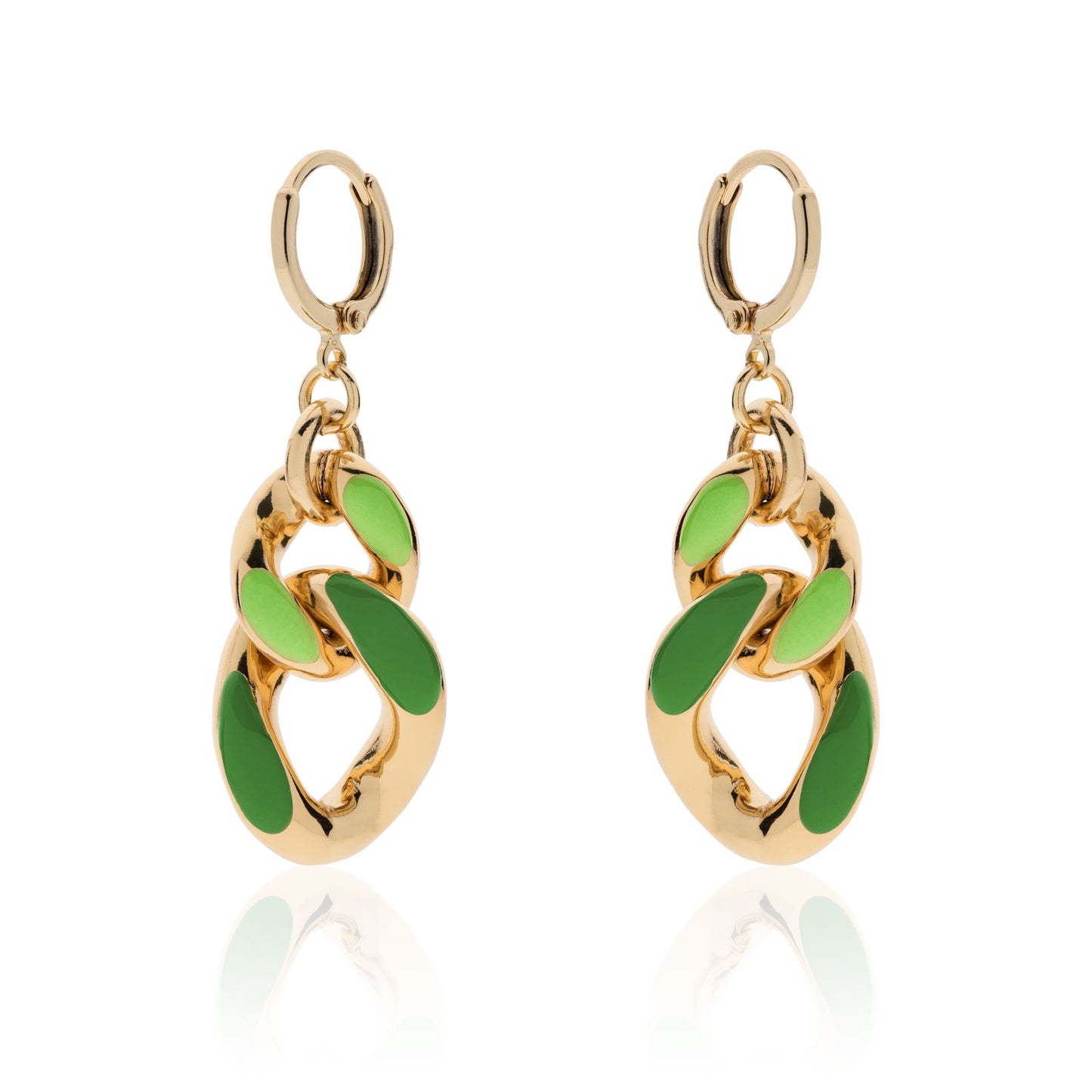 Orecchini Unoaerre in bronzo dorato con smalto verde - 2091 - Simmi Gioiellerie -Orecchini
