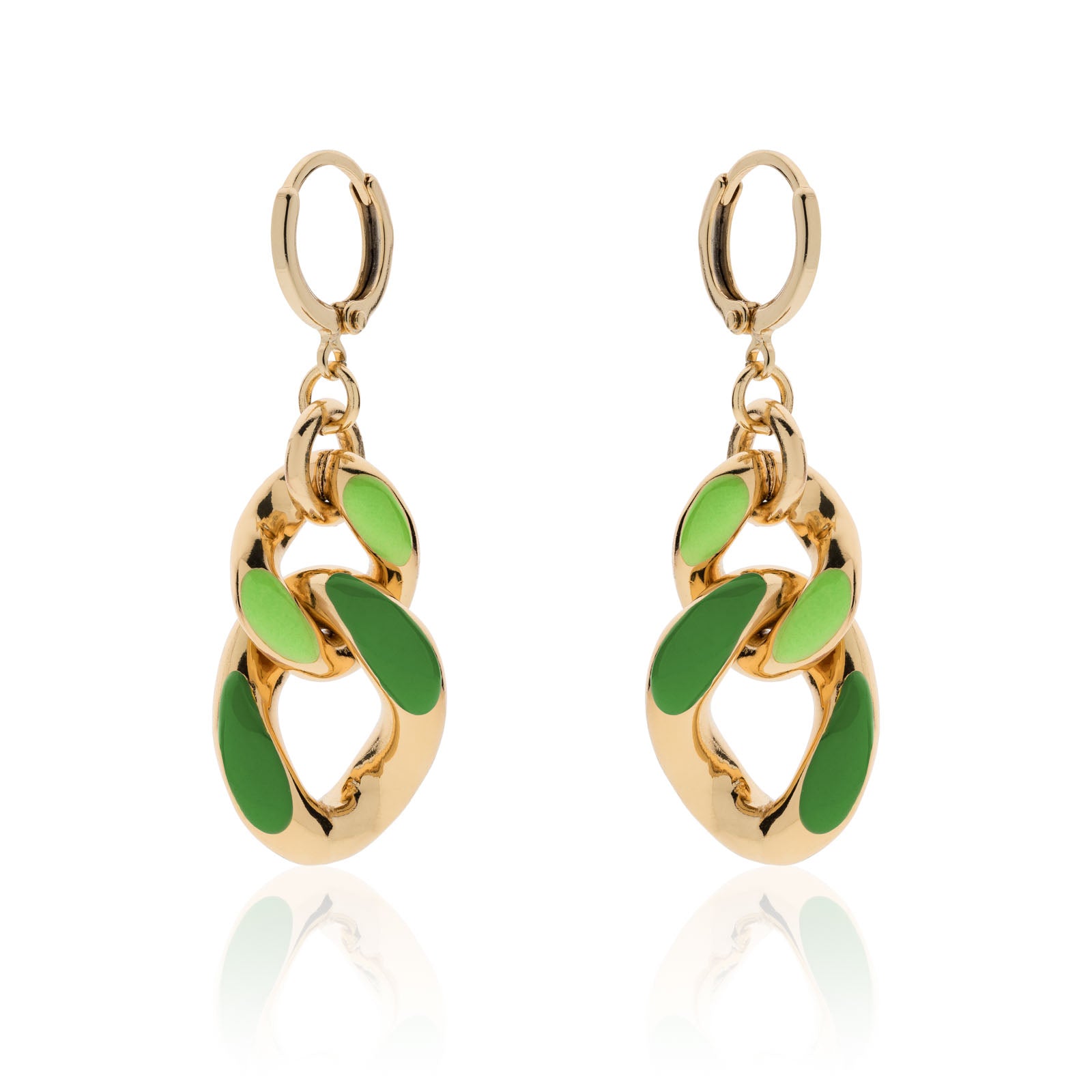 Orecchini Unoaerre in bronzo dorato con smalto verde - 2091 - Simmi Gioiellerie -Orecchini
