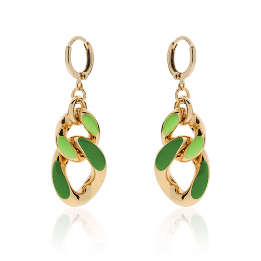Orecchini Unoaerre in bronzo dorato con smalto verde - 2091 - Simmi Gioiellerie -Orecchini