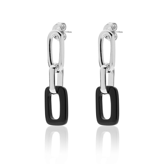 Orecchini Unoaerre lunghi con onice nera naturale - 2138 - Simmi Gioiellerie -Orecchini