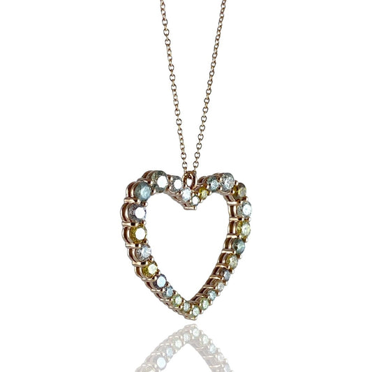 Pendente cuore con diamanti fancy - Simmi Gioiellerie -Collane