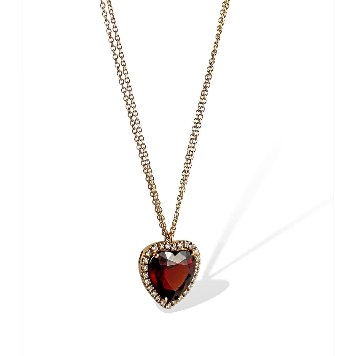 Pendente cuore in granato - Simmi Gioiellerie -Collane