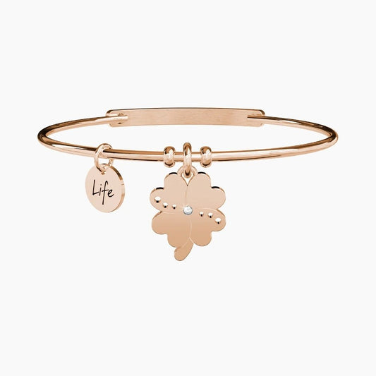 QUADRIFOGLIO | FORTUNA Il prato nasconde un verde talismano, se la fortuna ti vede ti prende per mano. Ricchezza, amore e amicizia sincera, con quattro foglie il tuo sogno si avvera! - 731033 - Simmi Gioiellerie -Bracciali